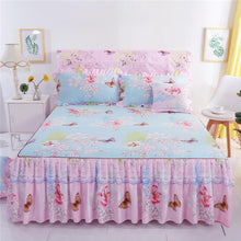 Load image into Gallery viewer, Romantic Bed Skirt Non-slip Fitted Sheet Cover Bedspread Chiffon Bed Sheet for Wedding Decoration Bed Cover with Elastic Band