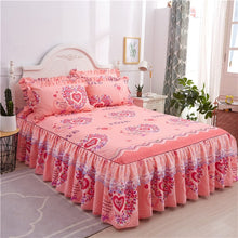 Load image into Gallery viewer, Romantic Bed Skirt Non-slip Fitted Sheet Cover Bedspread Chiffon Bed Sheet for Wedding Decoration Bed Cover with Elastic Band