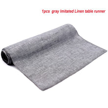 Load image into Gallery viewer, 1pcs Imitated Linen Table Runner Khaki/gray Lace Table Cover for Christmas Wedding Birthday Party Decorations 12x108/14x 48inch